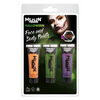 Narancssárga-Zöld-Lila Arc- és Testfesték Halloweenre - 12 ml, 3 db