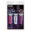 Vegyes Neon Arc- és Testfesték - Rózsaszín, Fehér és Lila - 3 db-os, 12 ml