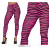Neon Pink-Fekete Zebra Mintás Női Leggings a 70-es, 80-as Évekhez