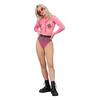 Neon Rózsaszín Elől Cipzáros Hosszú Ujjú Body 