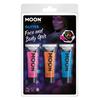 Neon Rózsaszín, Narancssárga és Kék UV Csillámzselé - 12 ml