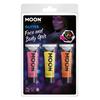 Neon Rózsaszín, Sárga és Narancssárga UV Csillámzselé - 12 ml