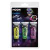 Neon Sárga, Zöld és Lila UV Nagyszemű Csillám - 12 ml, 3 db