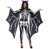 Női Denevér Csontváz Jelmez Szett Halloweenre, M (38-40), Fekete
