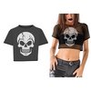 Női Koponya Mintás Áttetsző Crop Top Póló Halloweenre