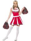 Szexi Piros Cheerleader Jelmez Nőknek Ruhával és Pom-Pommal - XS