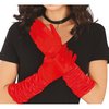 Piros Elegáns Ráncolt Szatén Kesztyű Nőknek,  40 cm