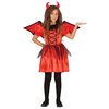 Piros-Fekete Ördög Jelmez Szárnyakkal és Fejpánttal Lányoknak Halloweenre, 5 - 6 Év