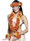 Piros Hawaii Szett Nyakfüzérrel, Fej- és Csuklódísszel