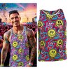 Pszichedelikus Acid Smiley Férfi Trikó és Sapka Szett