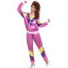 Rózsaszín 1980-as Évekbeli Divatos Jelmez Nőknek Melegítőfelsővel és Nadrággal - XL