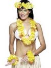 Sárga Hawaii Szett Nyakfüzérrel, Fej- és Csuklódísszel