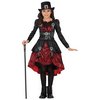 Steampunk Gótikus Lány Jelmez Halloweenre, 7 - 9 Év, Fekete, Piros
