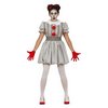 Szürke Ijesztő Bohóc Női Jelmez Halloweenre, S (36-38), Fehér, Piros