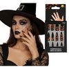 Tökös Műköröm Szett Ragasztóval és Ékkövekkel Halloweenre, 12 db