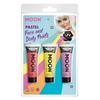 UV Neon Arc- és Testfesték - Korall, Sárga, Lila - 3 db-os, 12 ml