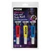 UV Neon Arc- és Testfesték - Piros, Sárga, Kék - 3 db-os, 15 ml