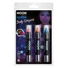 UV Neon Csillámos Arc- és Testkréta - Pink, Narancs, Kék - 3,5 g