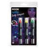 UV Neon Csillámos Arc- és Testkréta - Piros, Sárga, Zöld - 3,5 g