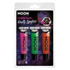 UV Neon Gyümölcsös Szájfény - Rózsaszín, Zöld, Narancs - 3 db, 15 ml