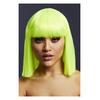 Vállig Érő Szögegyenes Neon Lime Zöld Paróka Frufruval - 30 cm