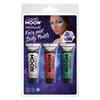 Vegyes Fémes Arc- és Testfesték Szett - Ezüst, Piros és Zöld - 3 db-os, 12 ml