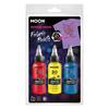 Vegyes Neon UV-s Szövetfesték Szett - Piros, Sárga és Kék - 30 ml