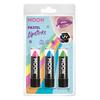 Vegyes UV Pasztell Neon Rúzs - Rózsaszín, Kék, Zöld - 3 db-os, 5 g