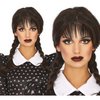 Wednesday Addams Fekete Fonott Női Paróka Frufruval