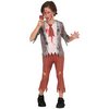 Zombi Iskolás Fiú Jelmez Halloweenre, 7 - 9 Év, Szürke, Piros
