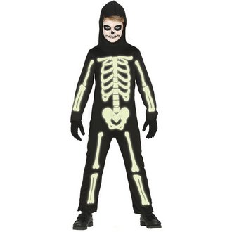 Sötétben Világító Csontváz Fiú Jelmez Halloweenre