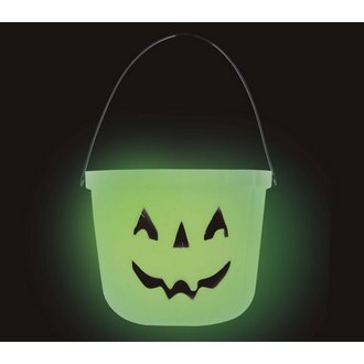 Sötétben világító Tökfej Édességgyűjtő Vödör Halloweenre,  20 cm