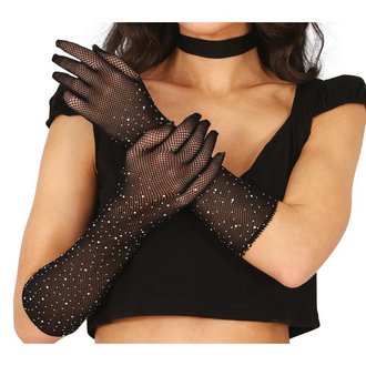 Strasszköves Hálós Női Kesztyű, 30 cm