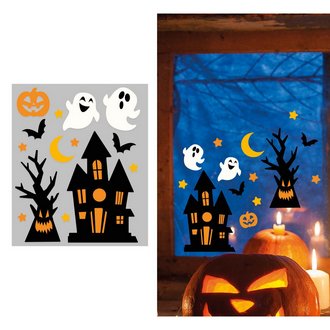 Szellemes Halloween Gél Ablakmatrica Szett, 20x25 cm