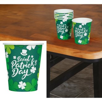 Szent Patrik Napi Papír Pohár Szett, 6 darabos, 240 ml, 9 cm