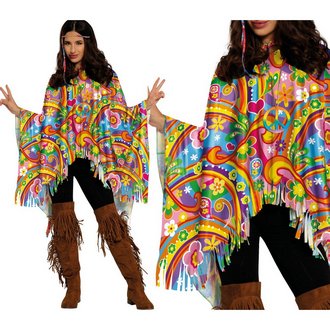 Színes Hippie Női Poncsó Jelmez Farsangra