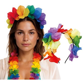 Szivárvány Virágos Hajpánt Hippie Partira