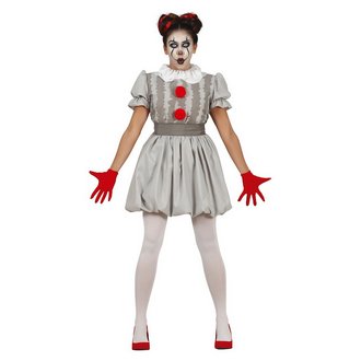 Szürke Ijesztő Bohóc Női Jelmez Halloweenre