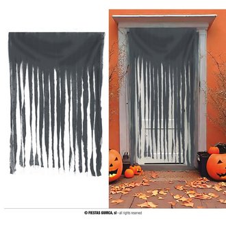 Szürke Szaggatott Függöny Halloweenre, 100x200 cm