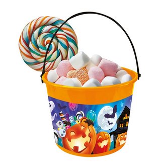 Többszínű Fekete-Narancs Halloween Vödör Édességgyűjtésre