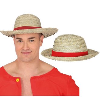 Unisex Szalmakalap Piros Szalaggal