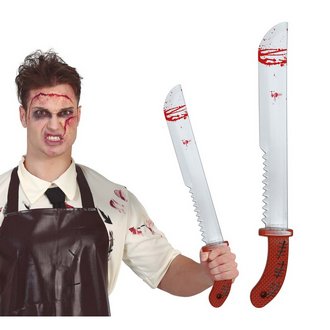 Véres Fűrészes Machete Kiegészítő Halloweenre, 60 cm