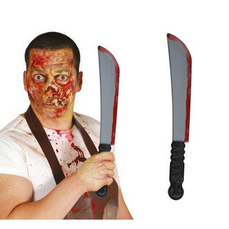 Véres Mészáros Machete Kiegészítő Halloweenre, 41 cm