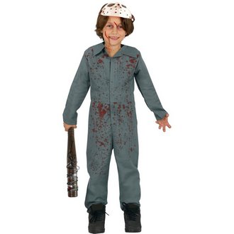 Véres Overall Gyerek Jelmez Szett Hokimaszkkal Halloweenre