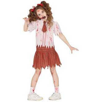 Véres Zombi Iskolás Lány Jelmez Halloweenre