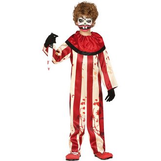 Csíkos Vérfoltos Bohóc Jelmez Fiúknak Halloweenre