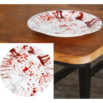 Vérfoltos Papírtányér Szett Halloweenre, 6 db, 23 cm