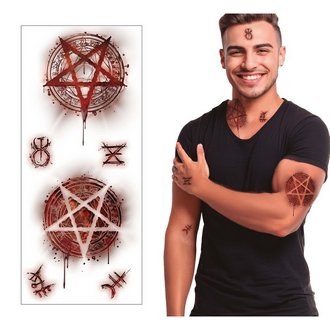 Vérfoltos Pentagram Ideiglenes Tetoválás Szett Halloweenre