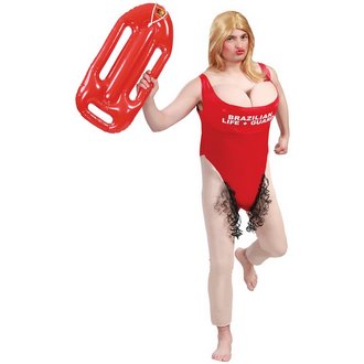 Vicces Férfi Baywatch Jelmez Műmellekkel Legénybúcsúra