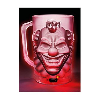 Világító Ijesztő Bohóc Bögre Halloweenre, 500 ml, 10x14 cm